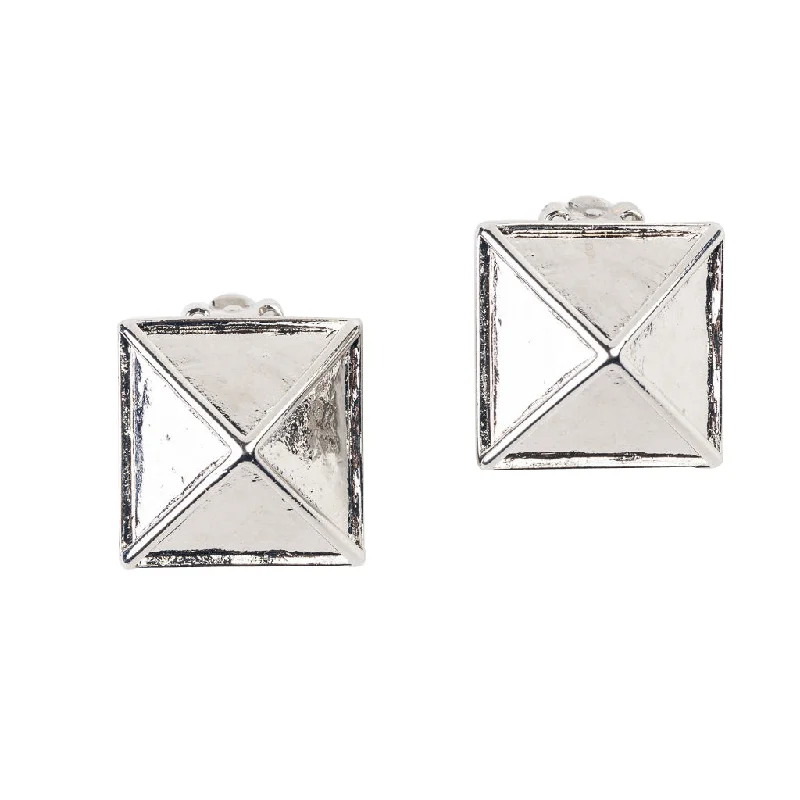 Silver Pyramid Clip Earring