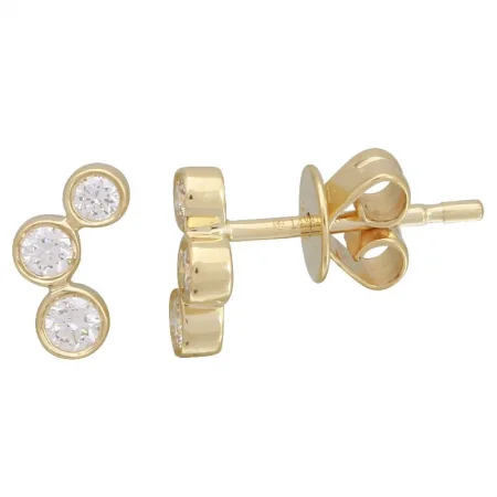 Curvy Bezel Set Trio Diamond Studs