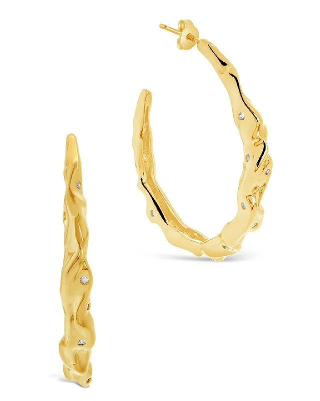 Damaris CZ Molten Metal Hoop Earrings