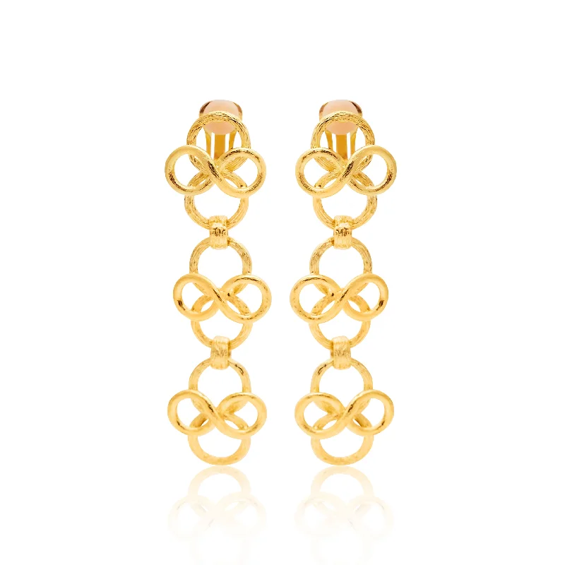 Fancy Swirl Drop Clip Earrings