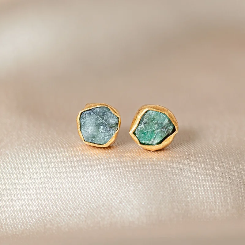 Emerald Raw Crystal Luxe Earrings