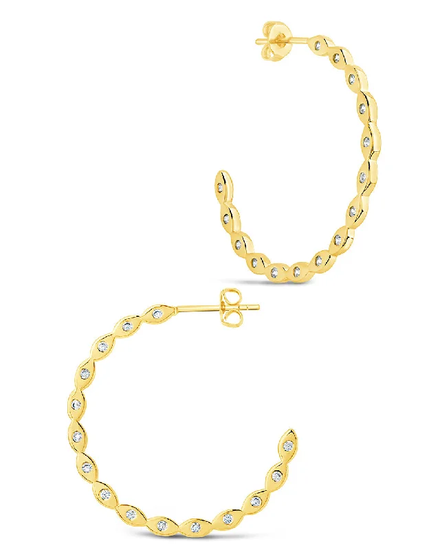 Ezell CZ Studded Hoop Earrings