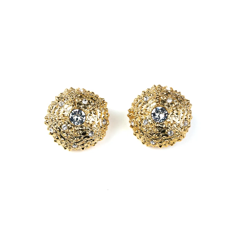 Crystal Sea Urchin Clip Earrings