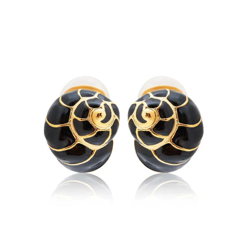 Gold and Black Shell Clip Earring