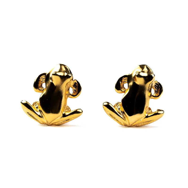 Gold Frog Clip Earrings