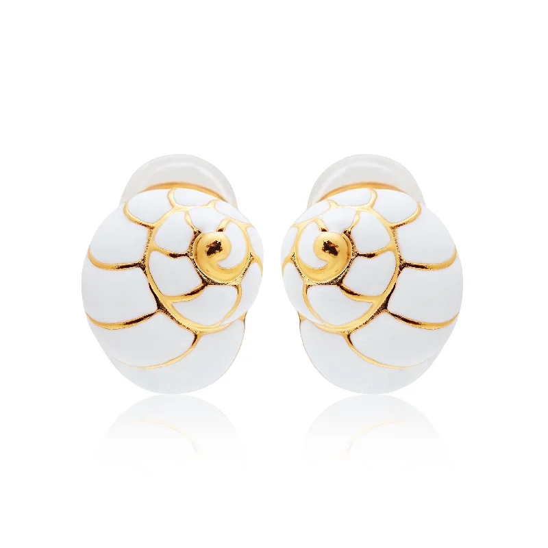 Gold and White Shell Clip Earring