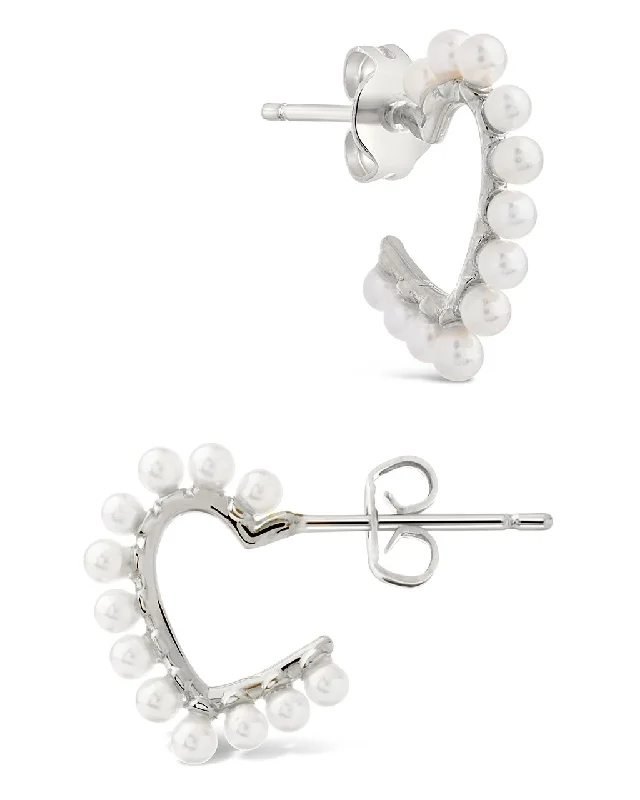 Pearl Heart Hoop Earrings