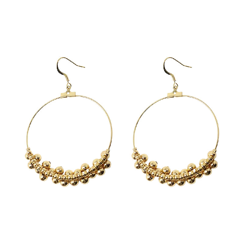 Polished Gold Circle Hoop Fishhook Earrings