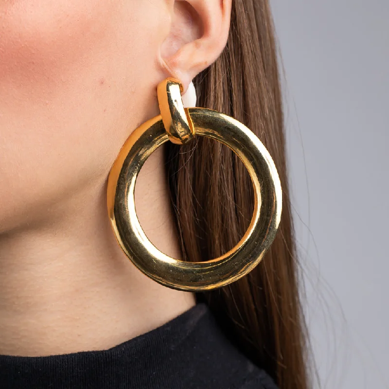 Over-Sized Doorknocker Hoop Clip Earrings