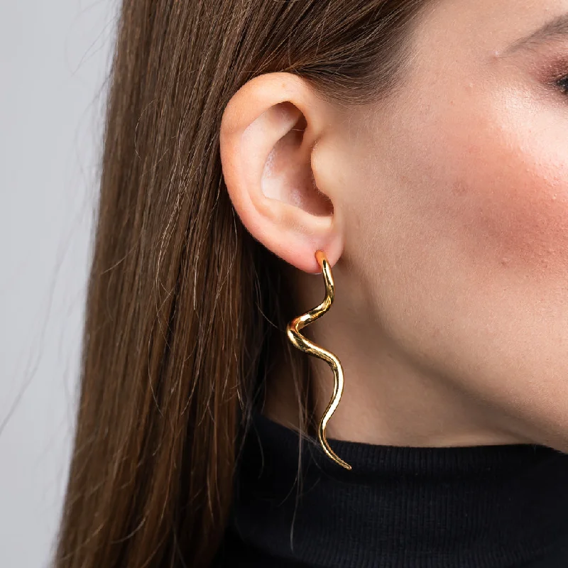 Polished Gold Swirl Pierced Earrings