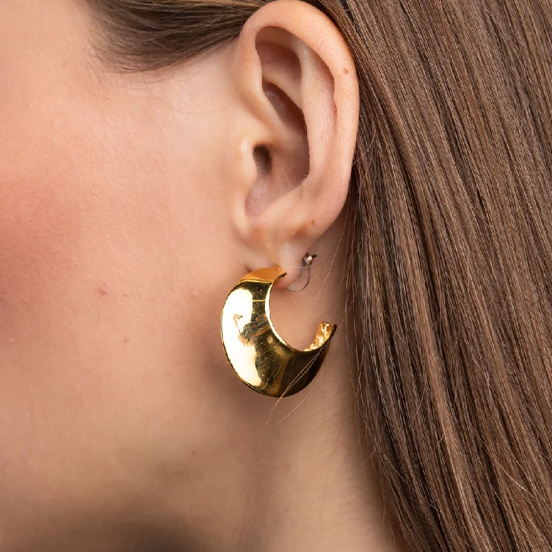 Polished Gold Tapered Hoop Pierced Earrings