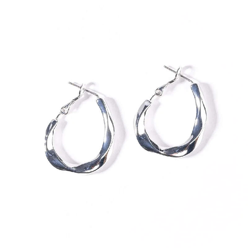 Silver Twist Post Hoop Earring