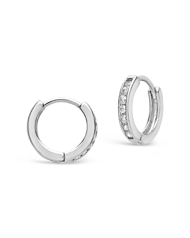 Sterling Silver CZ Micro Hoop Earrings