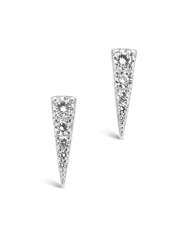 Sterling Silver CZ Pyramid Studs