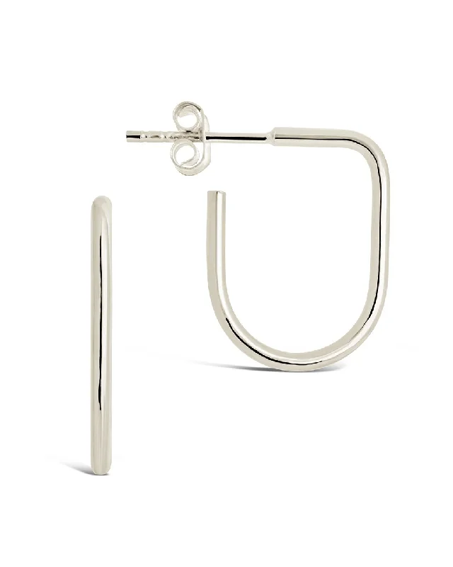 Sterling Silver Linear Hoop Earrings