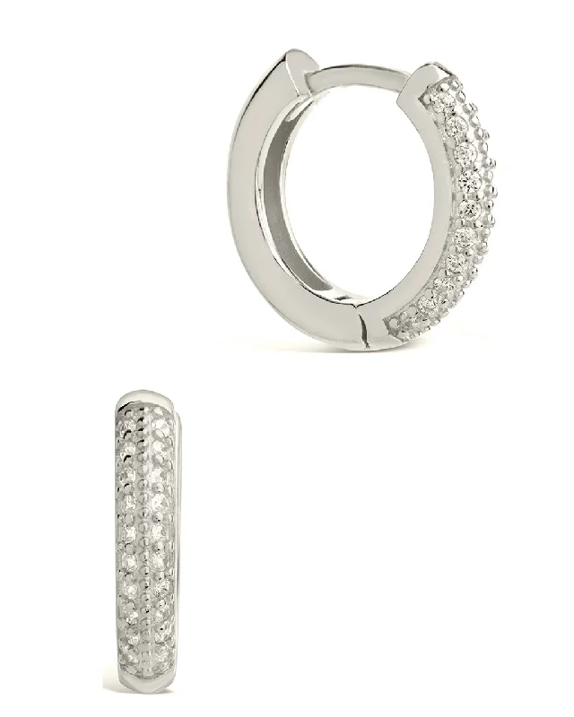 Sterling Silver Pave CZ Infinity Hoop Earrings