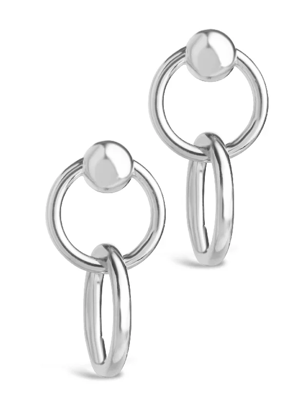 Sterling Silver Polished Interlocking Circle Drop Earrings