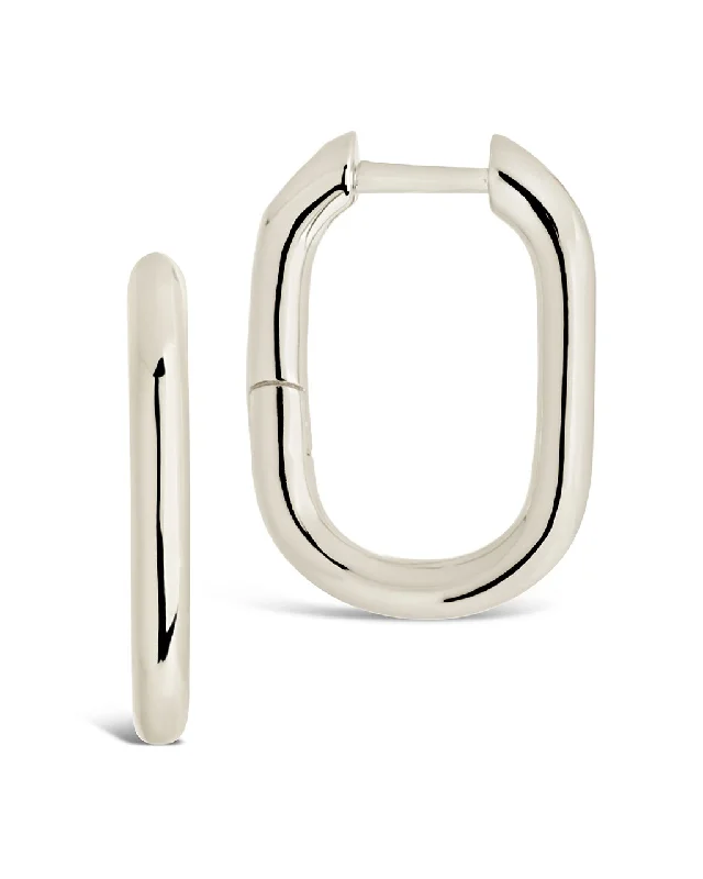 Sterling Silver Rectangle Huggie Hoop Earrings