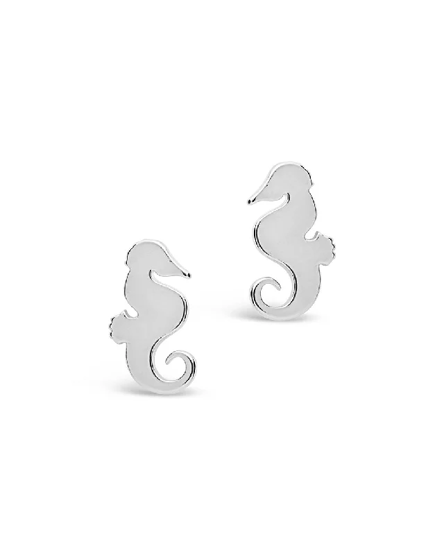 Sterling Silver Seahorse Studs