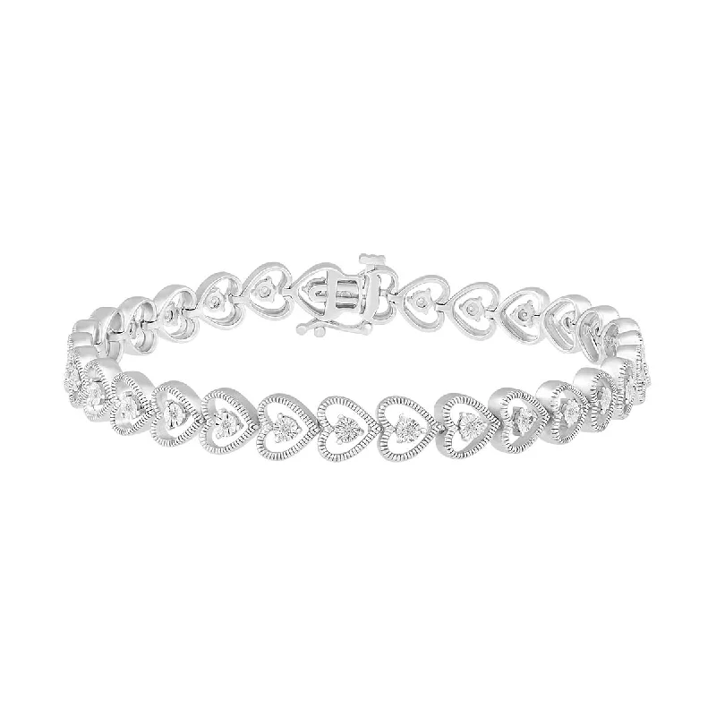 1/10 CTW Diamond Heart 7.25-inch Bracelet in Sterling Silver