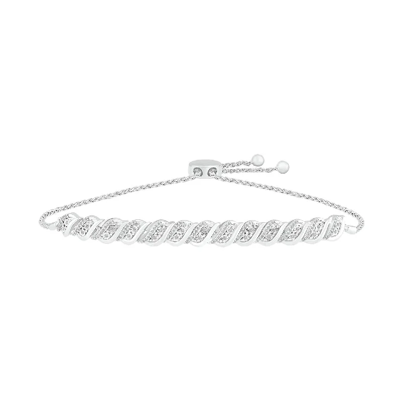 1/2 CTW Diamond Bolo Bracelet in Sterling Silver