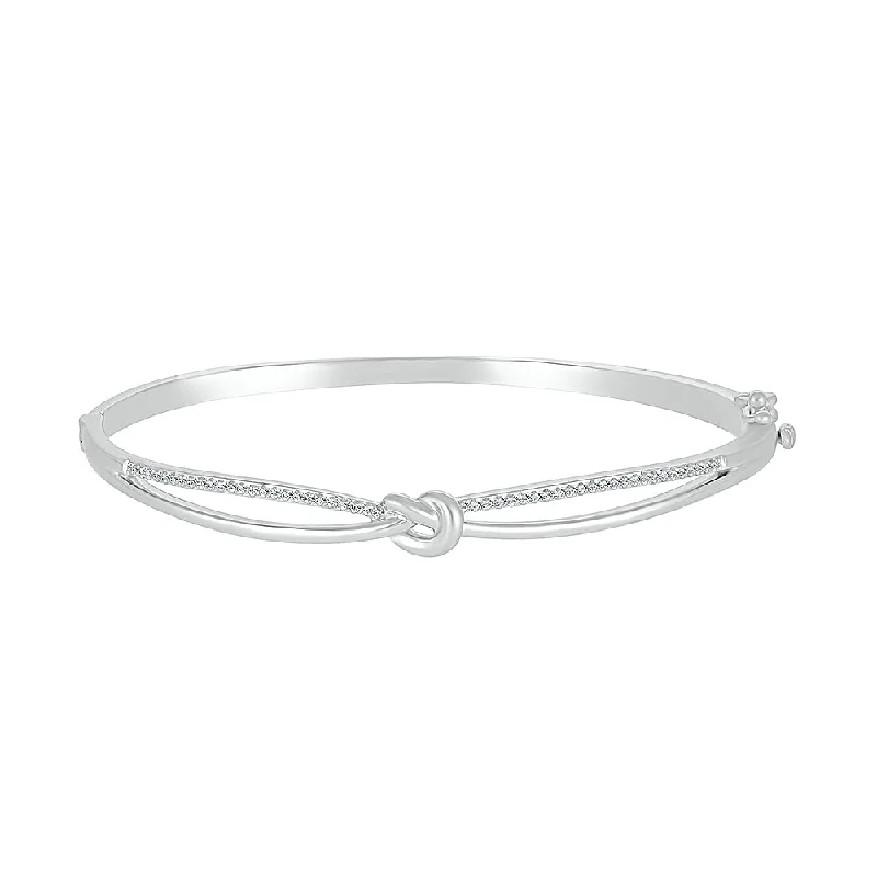 1/5 CTW Diamond Fashion Bangle Bracelet in Rhodium Plated Sterling Silver