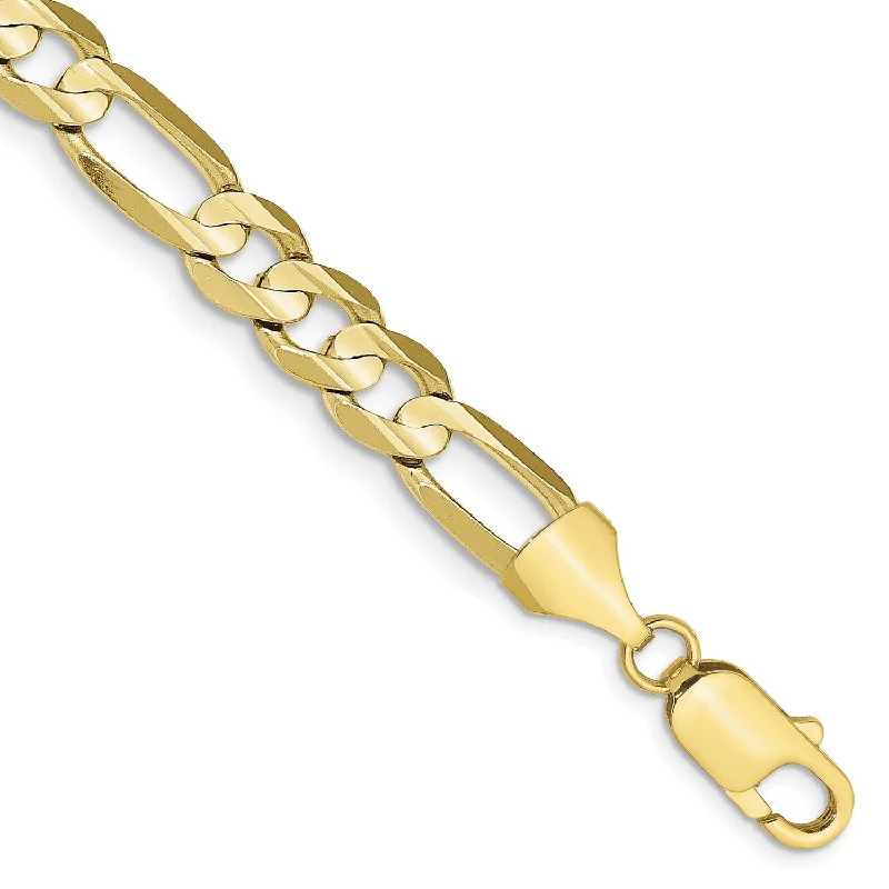 10KT Yellow Gold 8-inch 7.5MM Lobster Clasp Figaro Bracelet