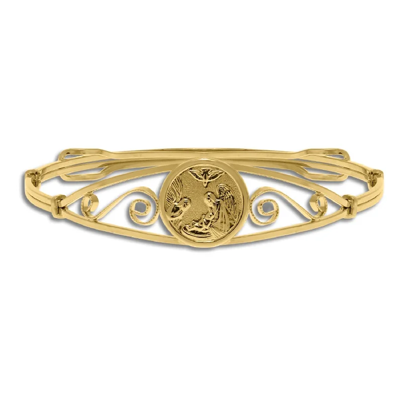 14KT Gold Filled Adjustable Guardian Angel Bangle Bracelet