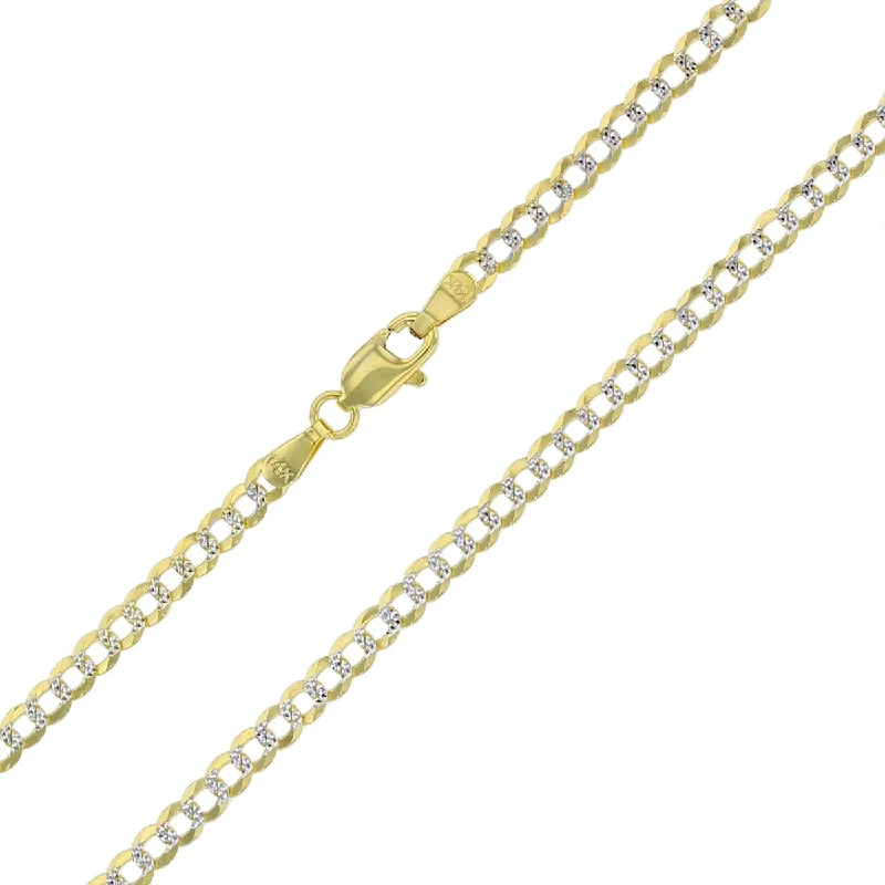 14KT White and Yellow Gold 7-inch 3MM Cuban Link Bracelet