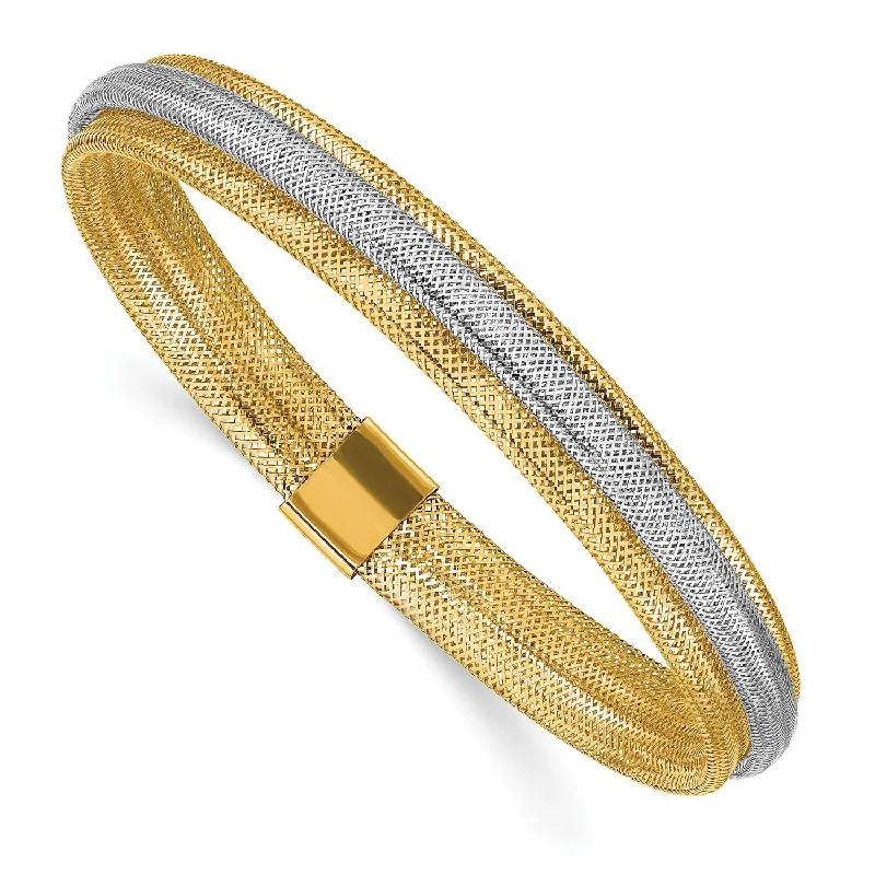 14KT White and Yellow Gold 8MM Stretch Bracelet