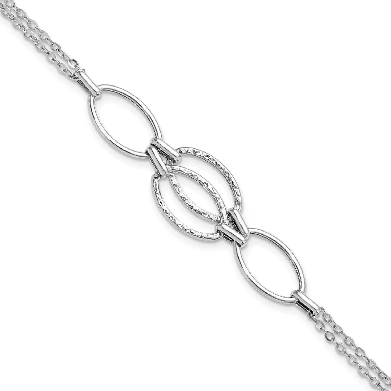 14KT White Gold 8-inch 11MM Fancy Lobster Clasp Bracelet