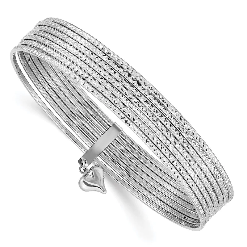 14KT White Gold 8-inch 1MM Bangle Seminario Bracelet