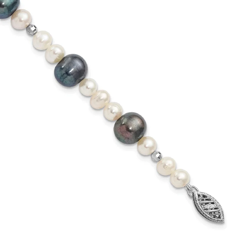 14KT White Gold Semi-Round Pearl 7.5-inch 9MM Bracelet