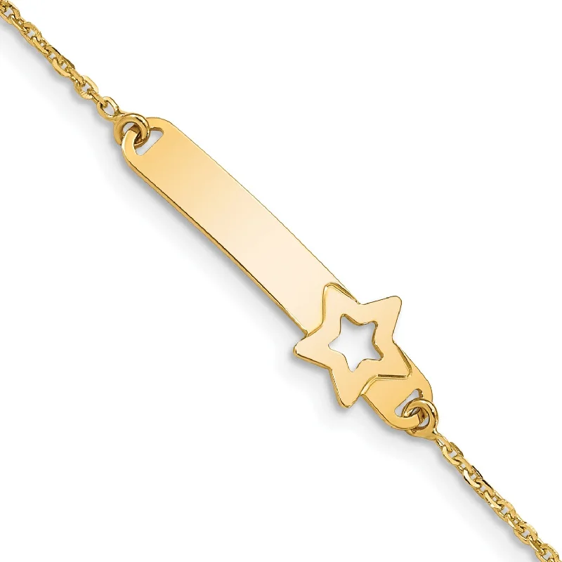 14KT Yellow Gold 5.5-inch Star ID Bracelet w/1-inch Extender