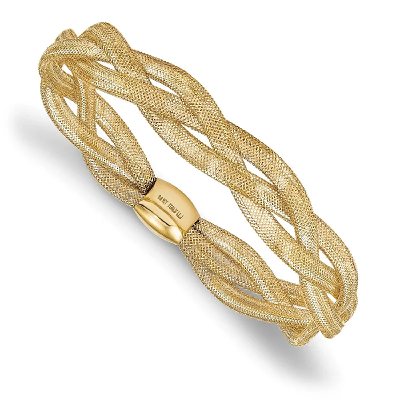 14KT Yellow Gold 7.5-inch 10MM Fancy Stretch Bangle Bracelet