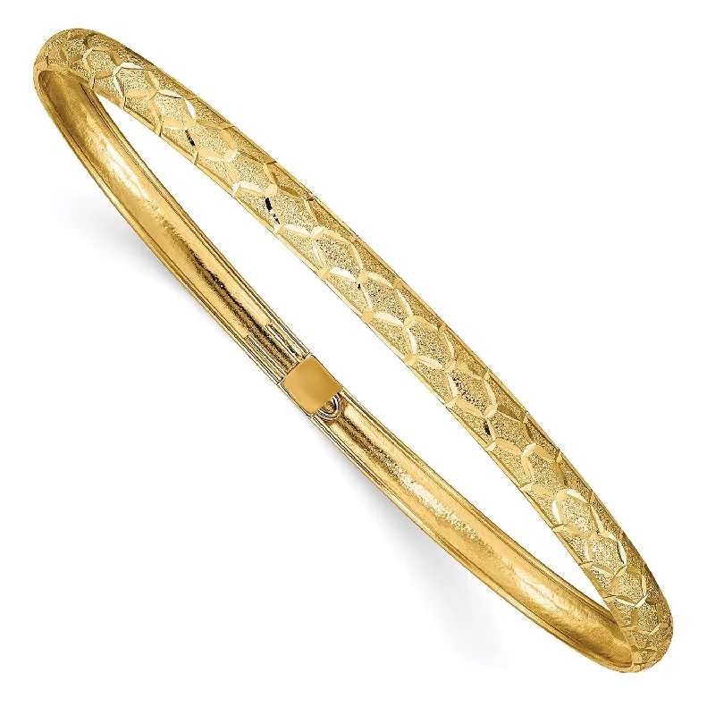 14KT Yellow Gold 7.5-inch 4.5MM Diamond-cut Flexible Bangle Bracelet