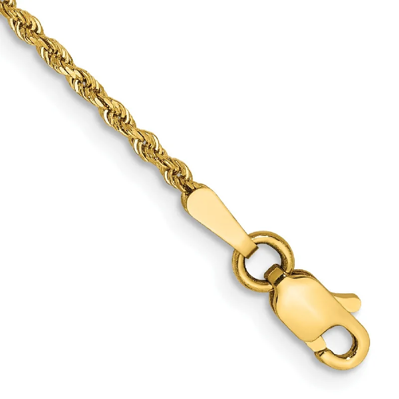 14KT Yellow Gold 7-inch 1.5MM Diamond-cut Lobster Clasp Rope Bracelet