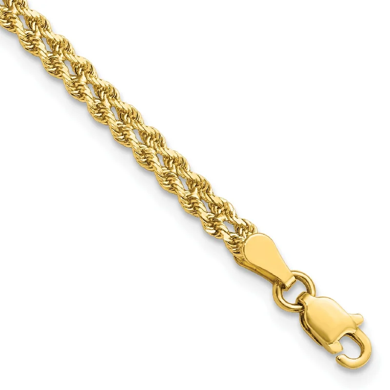 14KT Yellow Gold 7-inch 3MM Diamond-cut Rope Bracelet