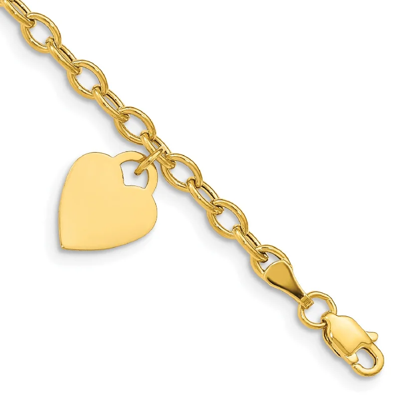 14KT Yellow Gold 8.5-inch Dangle Heart Bracelet