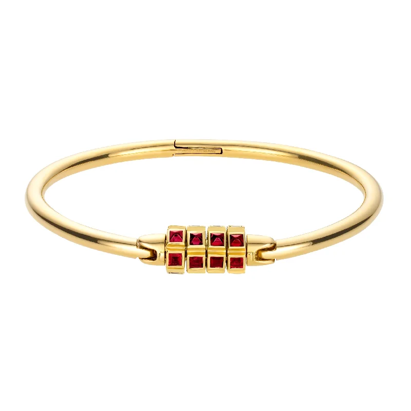 Gold Lock Bracelet With Rubies