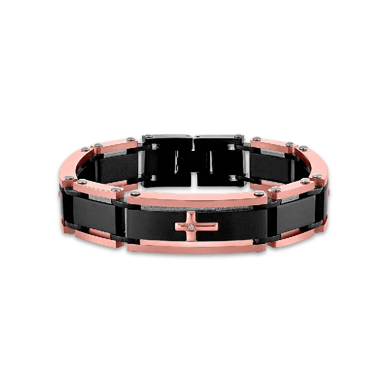 Two-Tone Diamond Accent Cross Bracelet