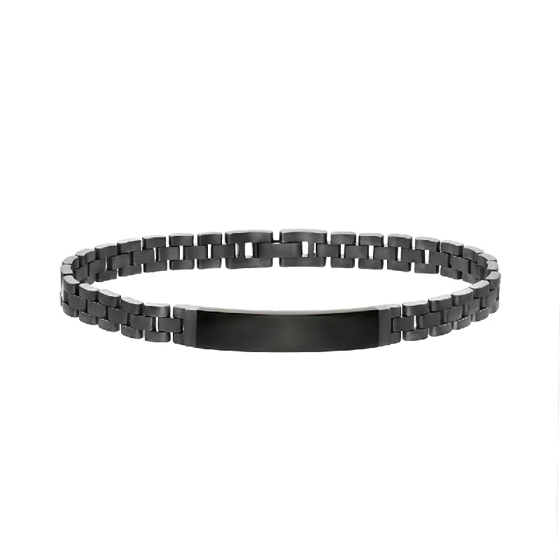 EFFY 10X34MM Rectangle Onyx 8.5-inch ID Bracelet in Black Ruthenium Plated Sterling Silver