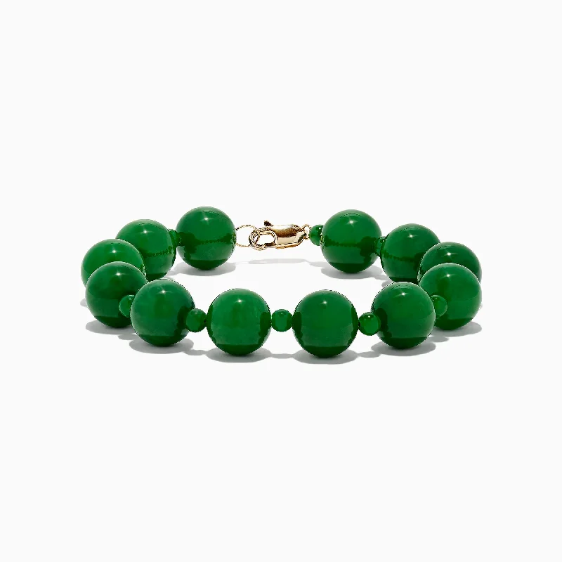 14K Yellow Gold Jade Beaded Bracelet, 202.00 TW