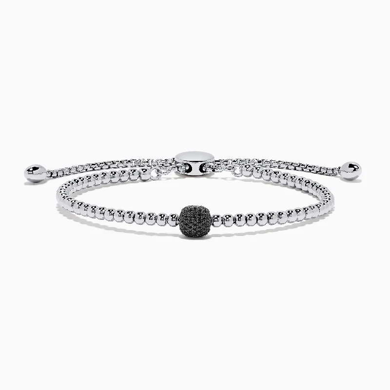 925 Sterling Silver Black Diamond Bracelet, 0.22 TCW