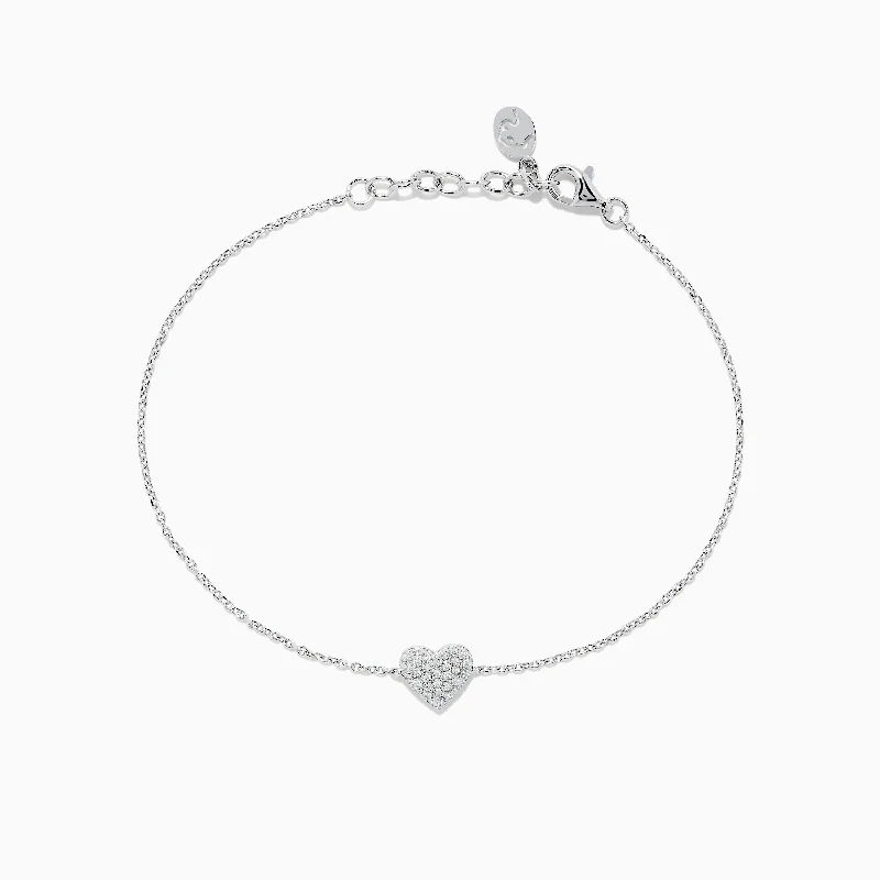 925 Sterling Silver Diamond Heart Bracelet