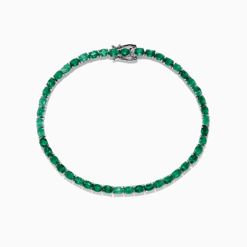 925 Sterling Silver Emerald Tennis Bracelet, 6.99 TCW