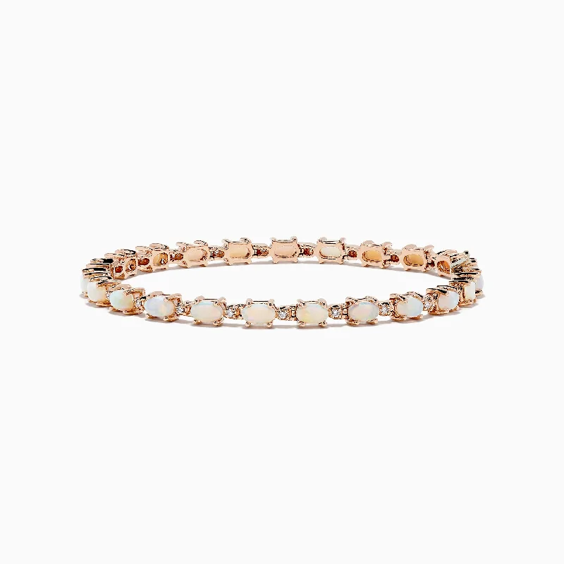 Aurora 14K Rose Gold Opal Tennis Bracelet, 4.72 TCW