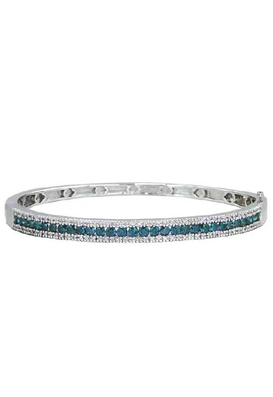 Bella Bleu 14K White Gold Blue and White Diamond Bangle, 2.13 TCW