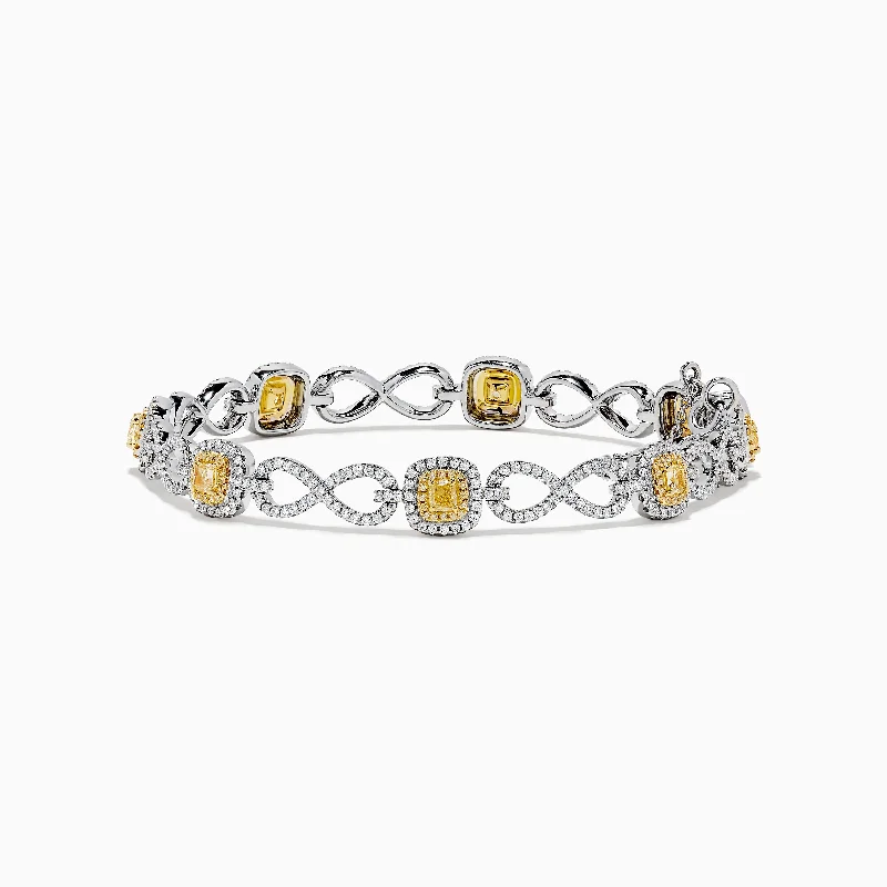 Canare 14K Two Tone Gold Yellow and White Diamond Infinity Tennis Bracelet 3.34 TCW