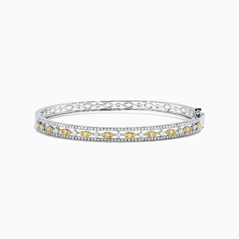 Canare 14K White Gold Yellow and White Diamond Bangle, 1.27 TCW